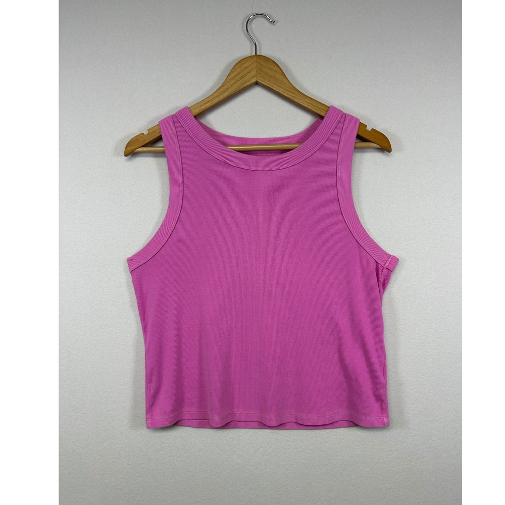 Barbiecore Old Navy Womens XL Pink Snug Ribbed Crew Neck Sleeveless Tank Top